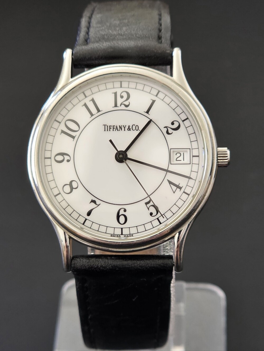 VTG Tiffany & Co. Portfolio Classic 7J 33mm Watch Original Band Engraved Runs